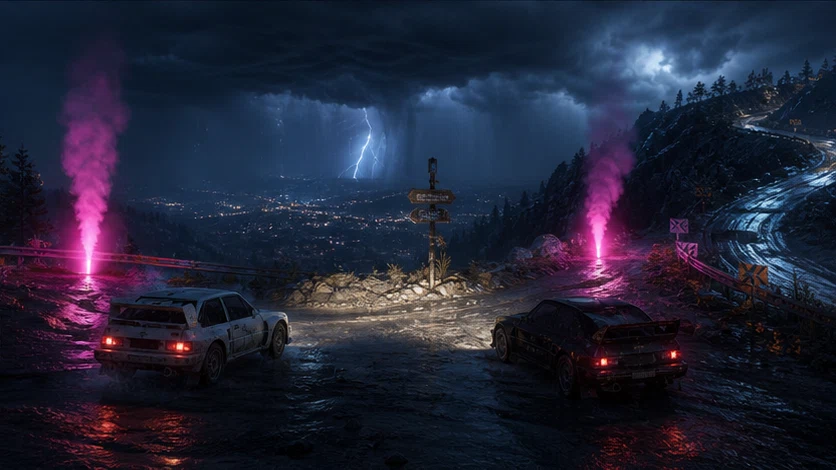 Afterglow Rally: Choose routes and repair a battered crew car before the last light disappears. Scene 3.