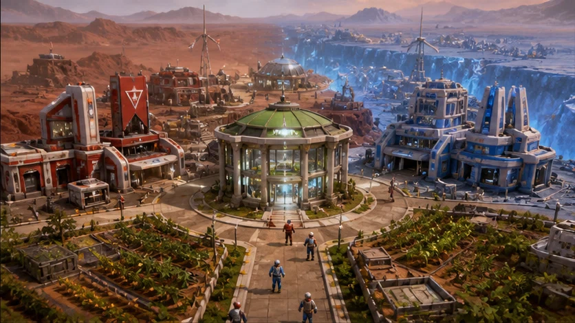 Colony Divide: Build one settlement while rival doctrines compete for every citizen. Scene 1.