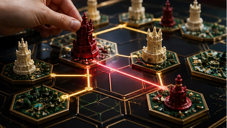 Crown & Circuit: Command rival houses on a board that rewires after every turn. Scene 2.