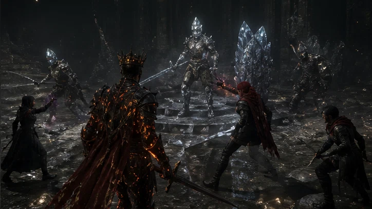 Crown of Ash: Build a party to challenge a crystal dragon ruling a ruined kingdom. Scene 1.