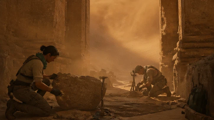 Hollow Meridian: Cross a desert that remembers alternate versions of its own history. Scene 3.