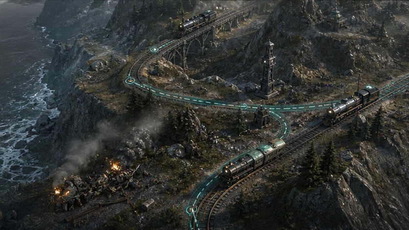 Iron Meridian: Hold a fractured continent through diplomacy, rail logistics, and war. Scene 3.