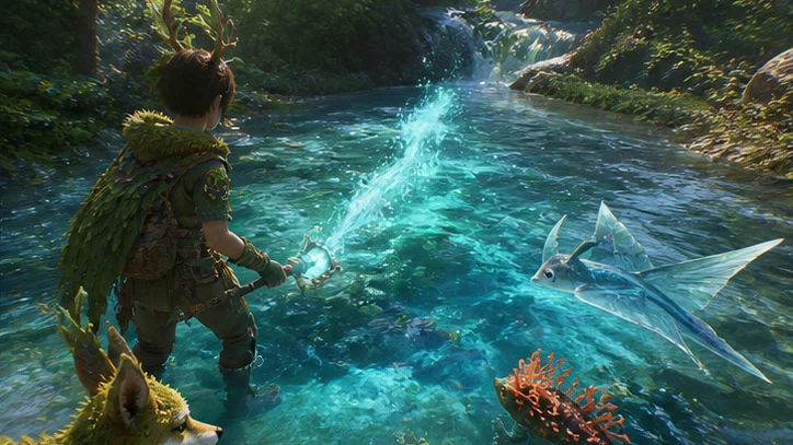 Kinwild: Restore ancient migration paths with a team of strange biome creatures. Scene 1.