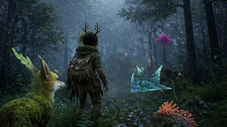 Kinwild: Restore ancient migration paths with a team of strange biome creatures. Scene 2.