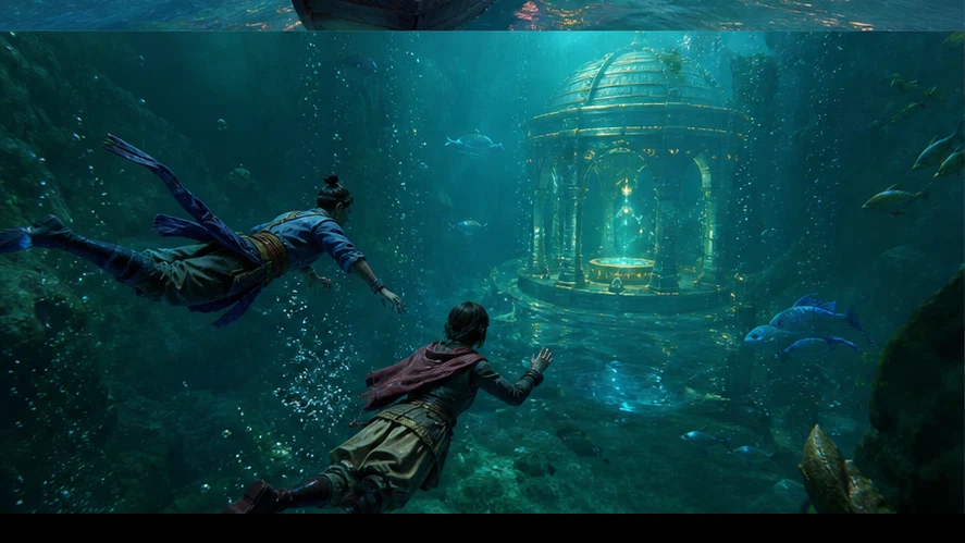 Lanterns of Aster: Follow living lanterns through a drowned celestial kingdom. Scene 2.