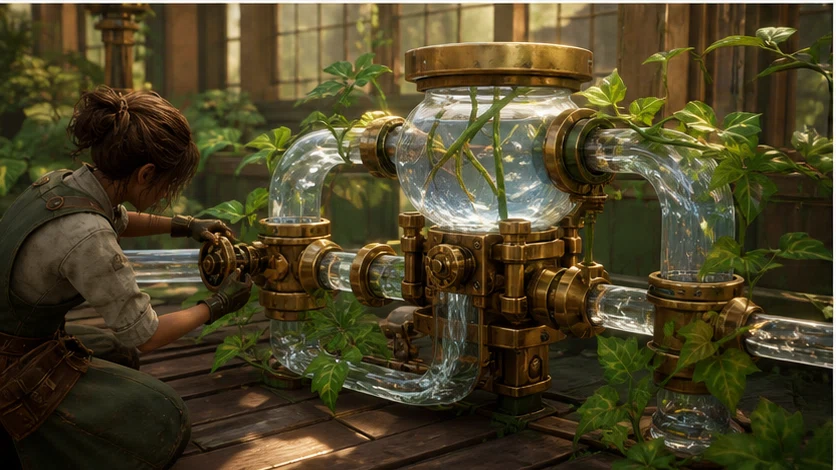 Machine Garden: Build living inventions by combining plants and mechanisms. Scene 2.