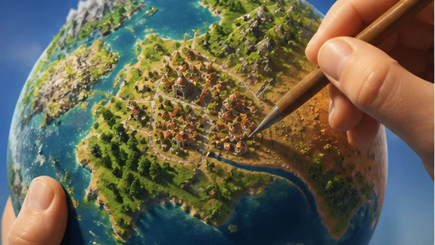 Pocket Planet: Sculpt a tiny world and watch its civilizations improvise. Scene 2.