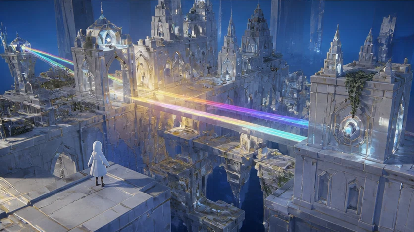 Prism Fall: Restore missing color to a collapsing optical world. Scene 3.