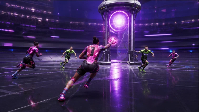 Pulse League: Read the beat, call the play, and carry an energy core over the line. Scene 2.
