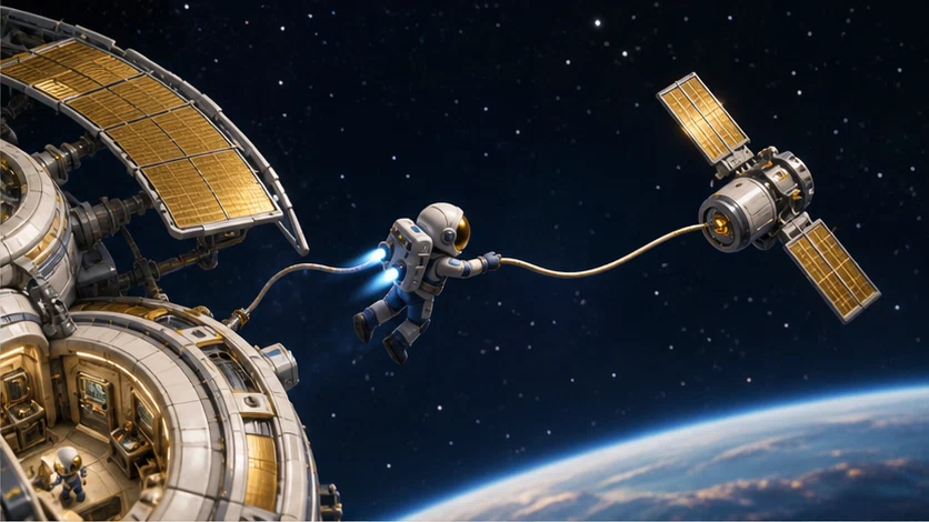 Tiny Orbit: Build a self-sufficient colony around a planet smaller than a city. Scene 1.