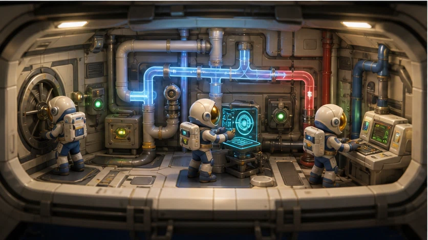 Tiny Orbit: Build a self-sufficient colony around a planet smaller than a city. Scene 2.