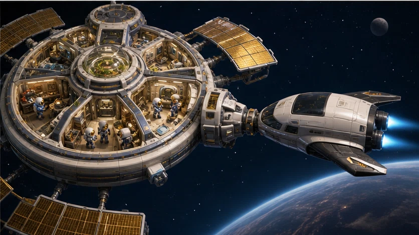Tiny Orbit: Build a self-sufficient colony around a planet smaller than a city. Scene 3.